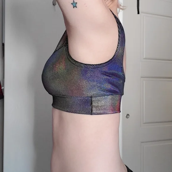 Coquetry Clothing Velvet Oil Spill Starlette Bralette Holographic Rave Festival - Picture 6 of 7